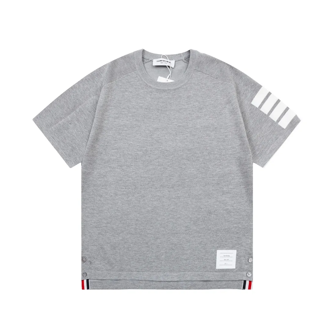 Thom Browne ➡️ POLO ， Retro Same Style Versatile 。 : Gray Size：M-3XL